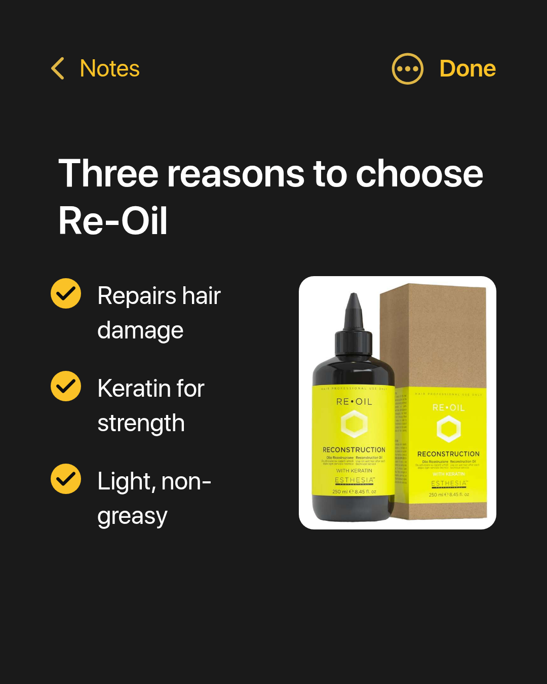 Re-Oil Reconstruction Oil With Keratin